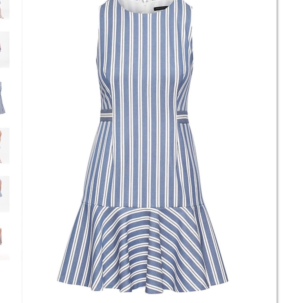 As new Banana Republic blue white striped dress sz 0